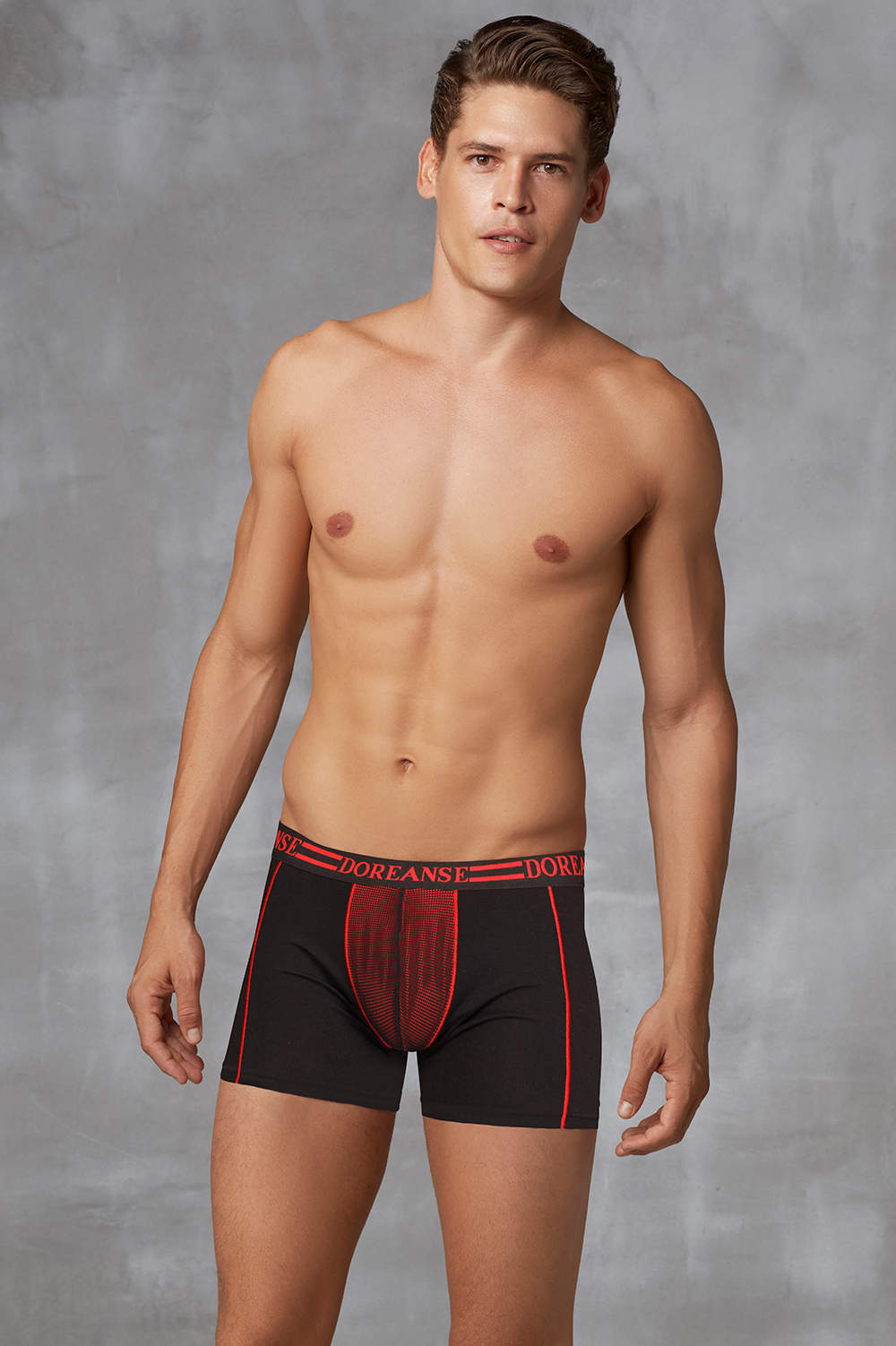 Shop Doreanse 1752 Elegant Boxer Brief sporty men’s underwear trunks. Sporty male maxi shorts with lined mesh pouch and gusset. DGU ship worldwide