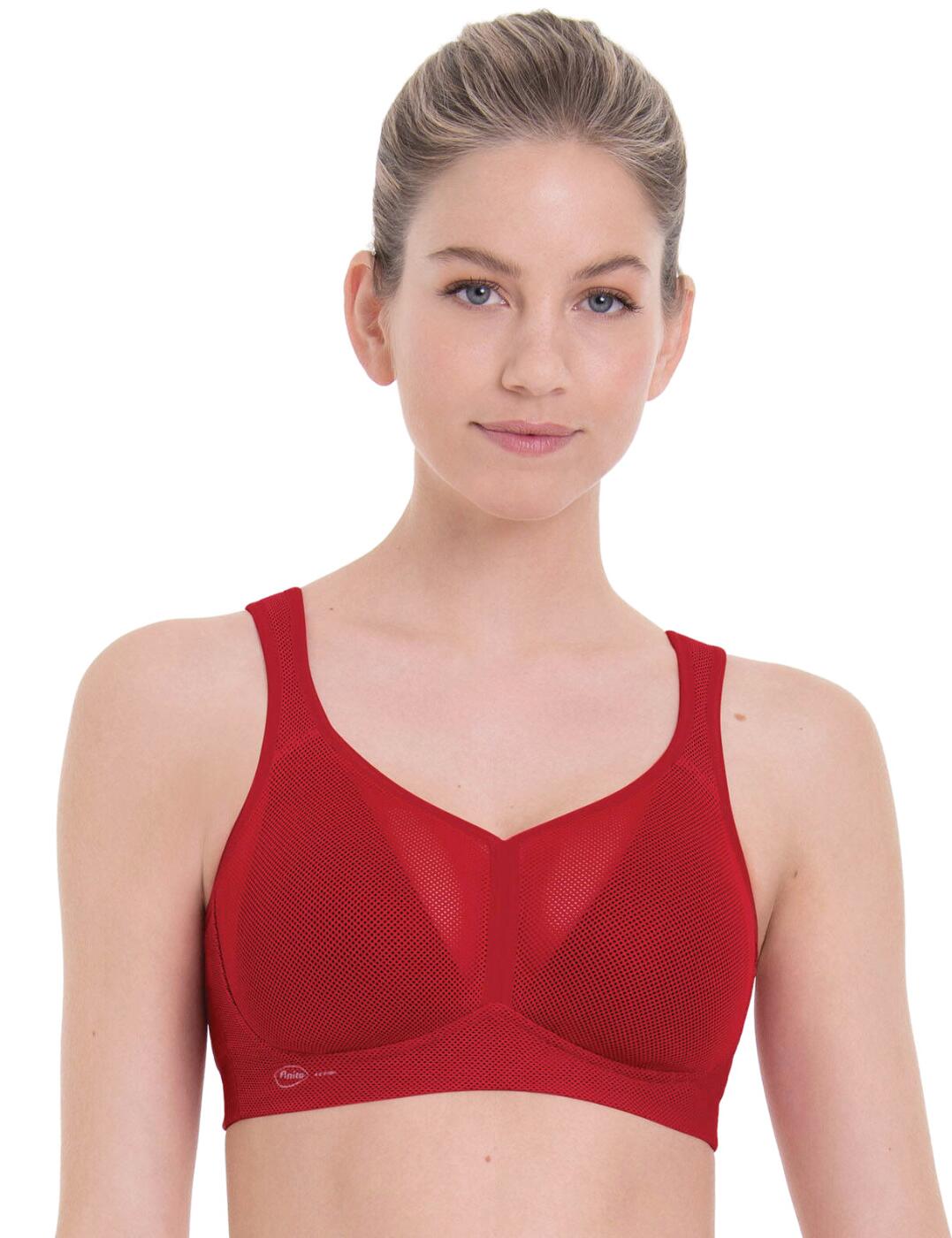 The Anita Active Air Control padded sports bra is the perfect piece for any active woman. Crafted from a lightweight, air-permeable mesh, it breathes as you move - keeping your body temperature regulated and comfortable. The cups are in a triangle shape for complete coverage and a non-wired design means supreme comfort. Give your backside extra TLC with wider adjustable straps and a secure hook and eye closure that keeps everything in place while providing the perfect fit. On top of that, the small cut-out section on either side boosts breathability to the next level! Show your Anita pride without sacrificing any of your support when you wear this stylish sports bra, complete with the classic logo at the side.  Maximum support sports bra Air permeable padding Triangle shaped cups Non-wired design for comfort Ultra-light mesh design for optimum body temperature Soft and breathable Anita logo at the side Thicker adjustable straps Hook and eye closure Cut out section at the sides to keep you cool Country of origin: Czech Republic Composition: 49% Polyamide &pipe; 39% Polyester &pipe; 12% Elastane Composition: Cup: 55% Polyurethane &pipe; 45% Polyester Listed in UK sizes  61215-106208-1403087 5544 Sports Bra