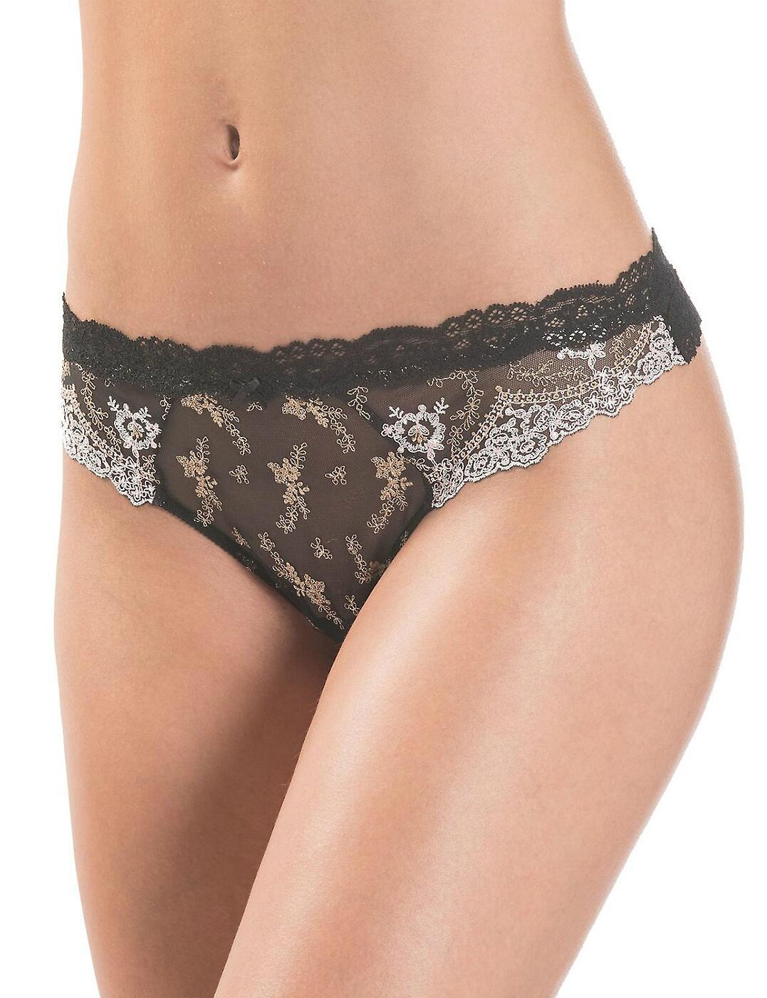 New to Belle Lingerie! Truly striking! This new Belle D'ispahan range by Aubade is the ultimate essential for this season! Consisting of truly sensational and seductive semi-sheer mesh, and adorned in a beautiful floral print, this tanga thong provides a fabulously comfortable and contemporary fit!  Striking, seductive design Super-soft and luscious lace styling Comfortable and contemporary fit and feel Popular tanga style thong brief Easy to wear  Listed in UK sizes  41596-76159 HC26 Tanga Brief