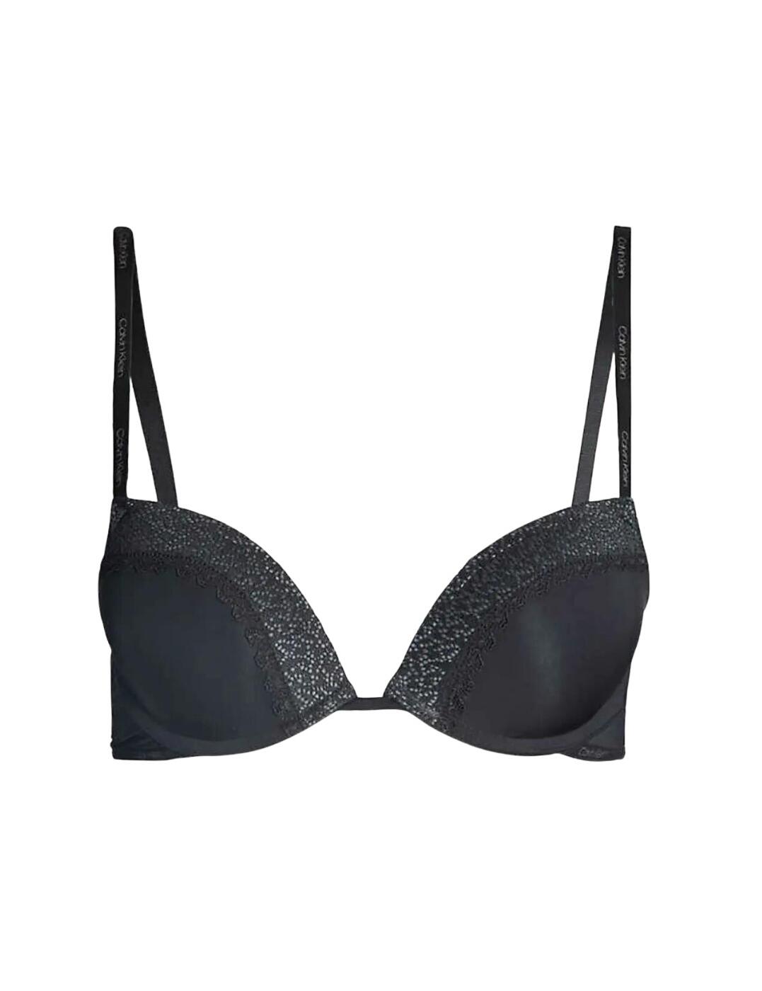 Add a touch of magic to your lingerie wardrobe with the gorgeous new CK Flirty Push-up bra from Calvin Klein! The elegant floral embroidery gives the bra an elegant yet sexy feel. This bra is underwired to offer excellent support and uplift and also features padded cups for a beautiful-looking push-up effect. The bra also features adjustable straps and hook and eye closure for a perfect fit, three times adjustable and nickel-free. The popular plunge design showcases cleavage, whilst decorative accents a truly feminine touch.  Contemporary design Comfortable fit Underwired cups Features adjustable straps Soft foam padding for natural enhancement Padded cups Full coverage for modesty Adjustable spaghetti straps Composition: 70% Nylon &pipe; 30% Elastane Listed in UK sizes  41651-76274-1165053 QF5145E  Push-Up Bra