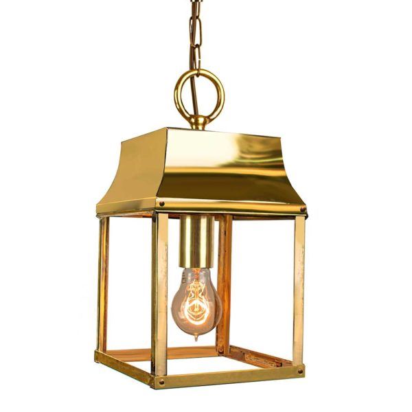Strathmore Hanging Lantern Lacquered Polished Brass