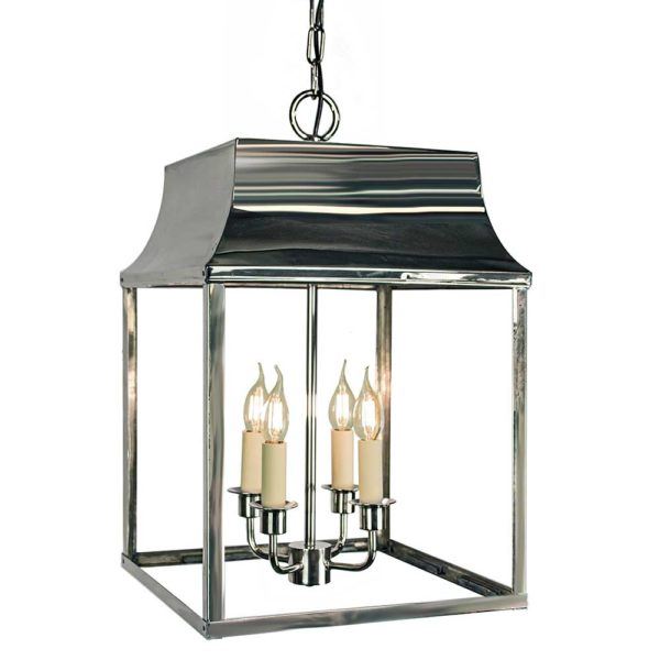 Strathmore Hanging Lantern Large Polished Nickel