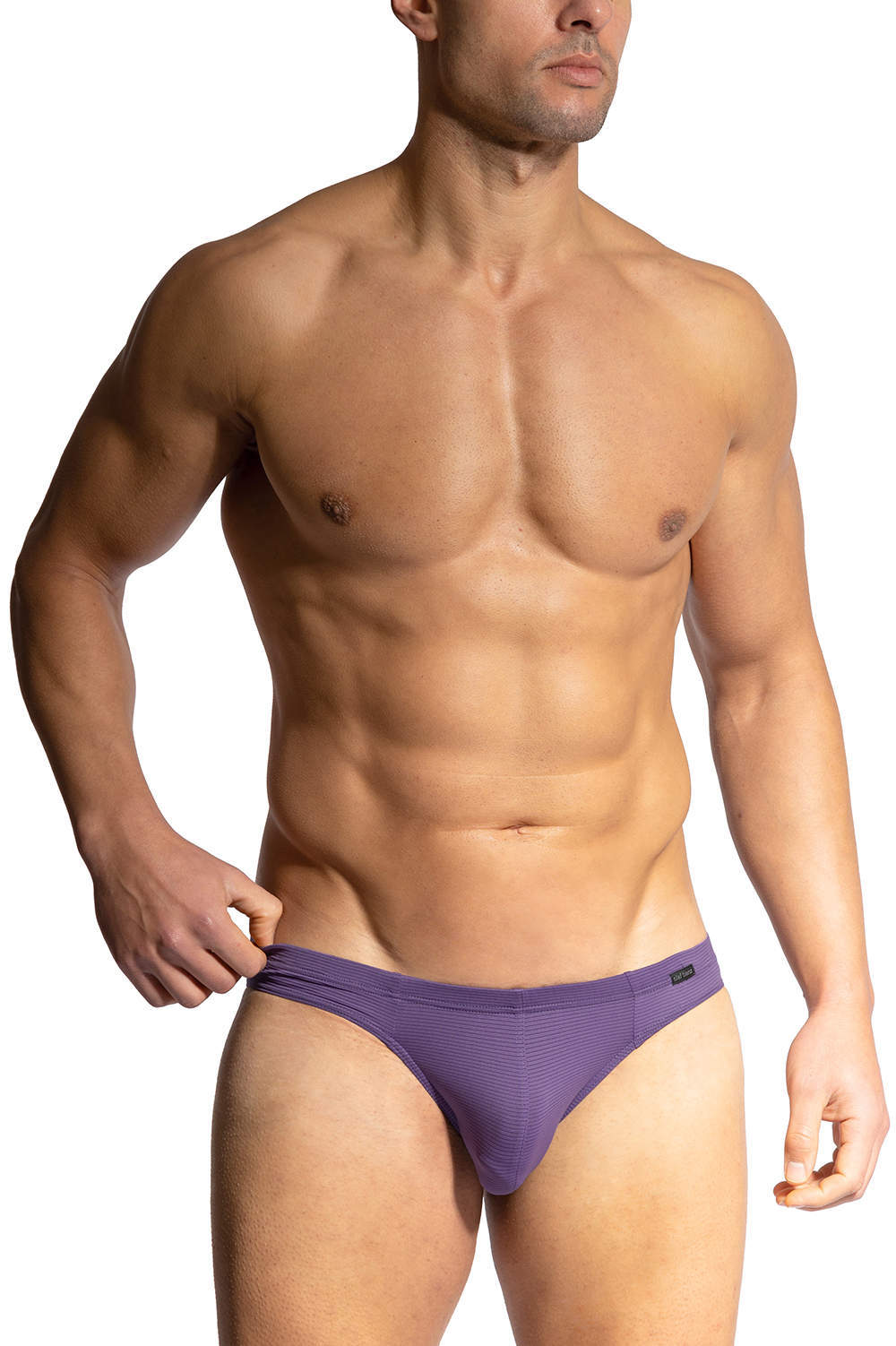 A wonderfully silky Brazil Brief in an ultra light and silky fabric alternating translucent and opaque stripes worked in a single layer