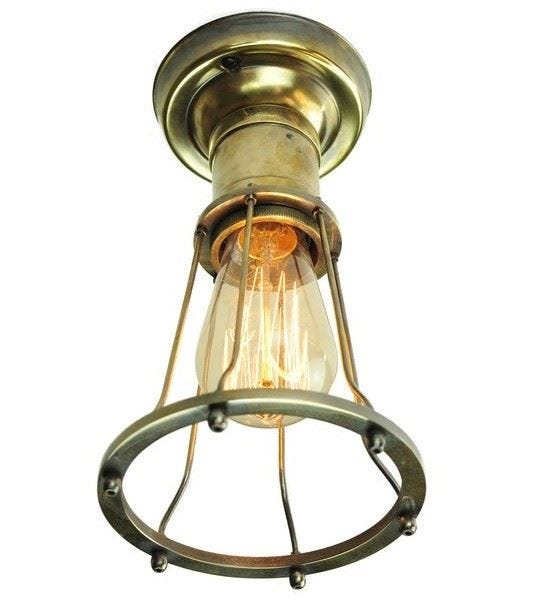 Marconi Flush Ceiling Light Antique Brass