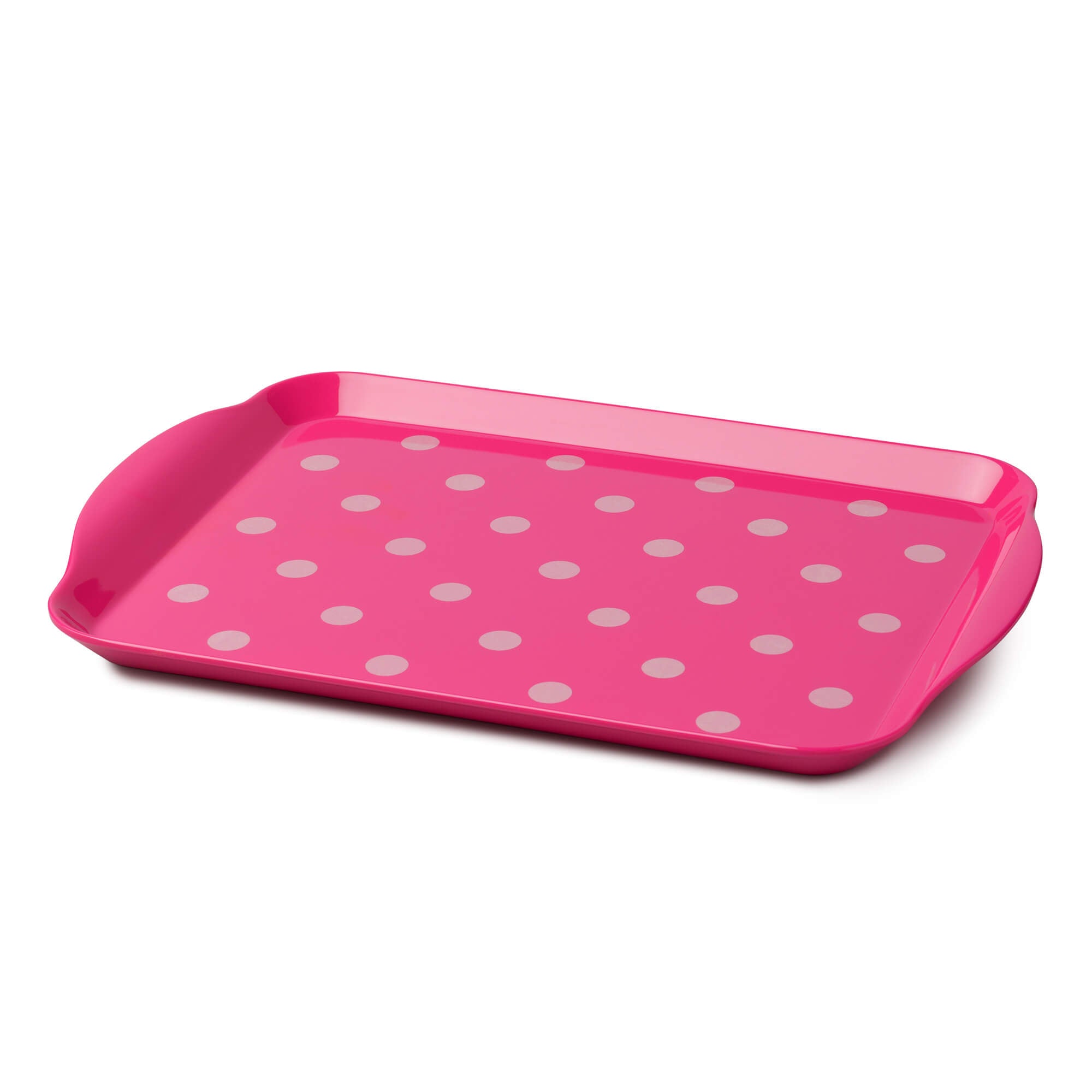 Zeal Premium Melamine Dotty Serving Tray, Medium, Neon Pink