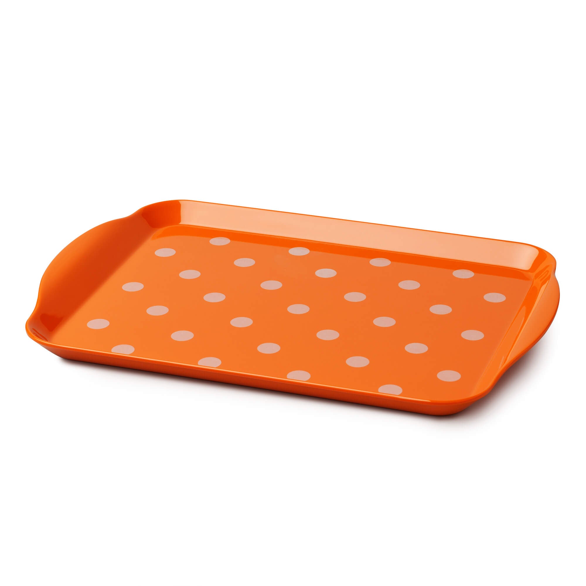 Zeal Premium Melamine Dotty Serving Tray, Medium, Neon Orange