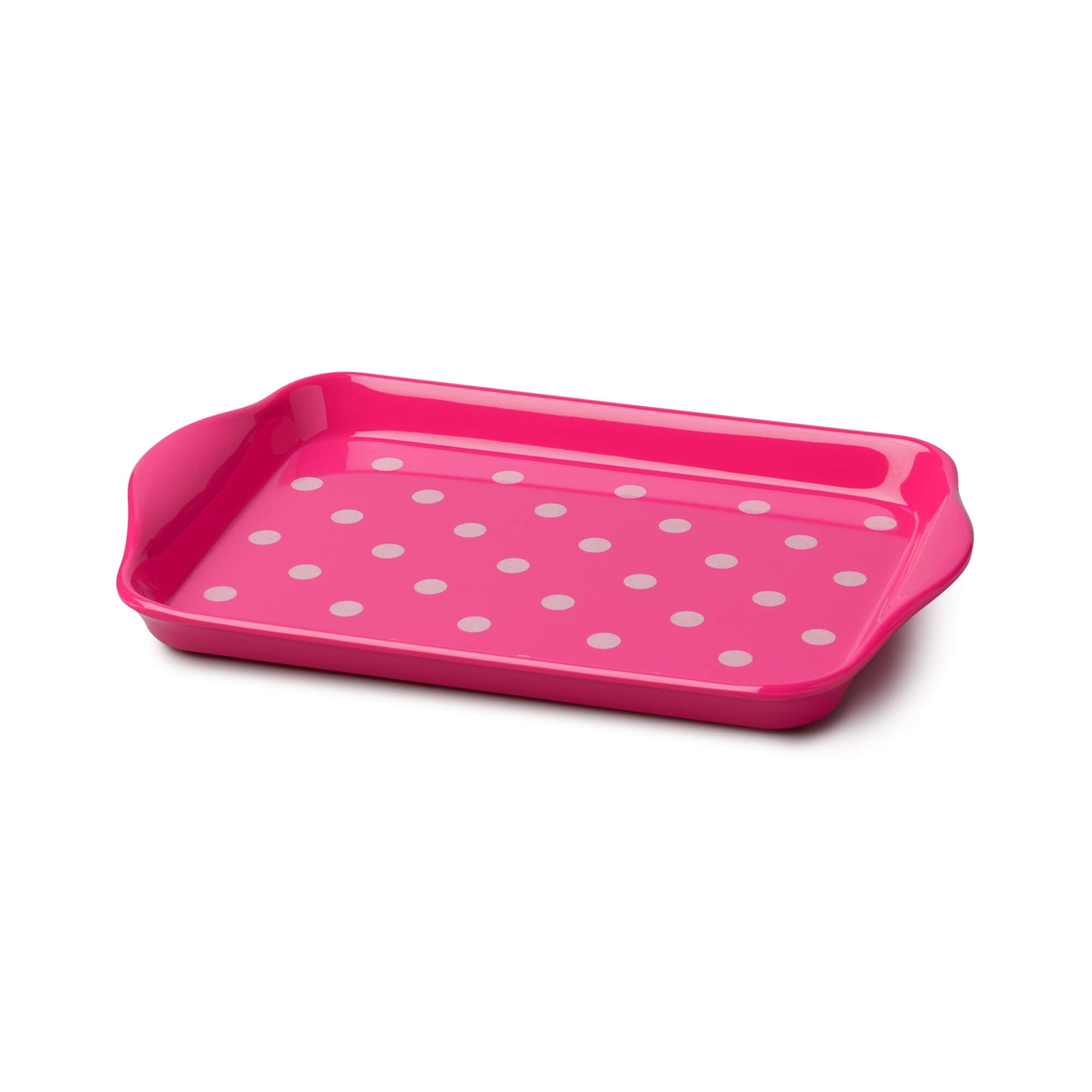 Zeal Premium Melamine Dotty Serving Tray, Small, Neon Pink