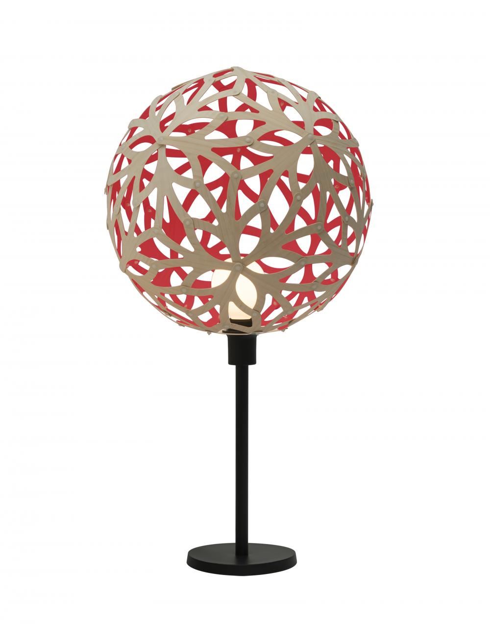 Floral Table Lamp Coloured 1 Side Red White Powdercoated Aluminium