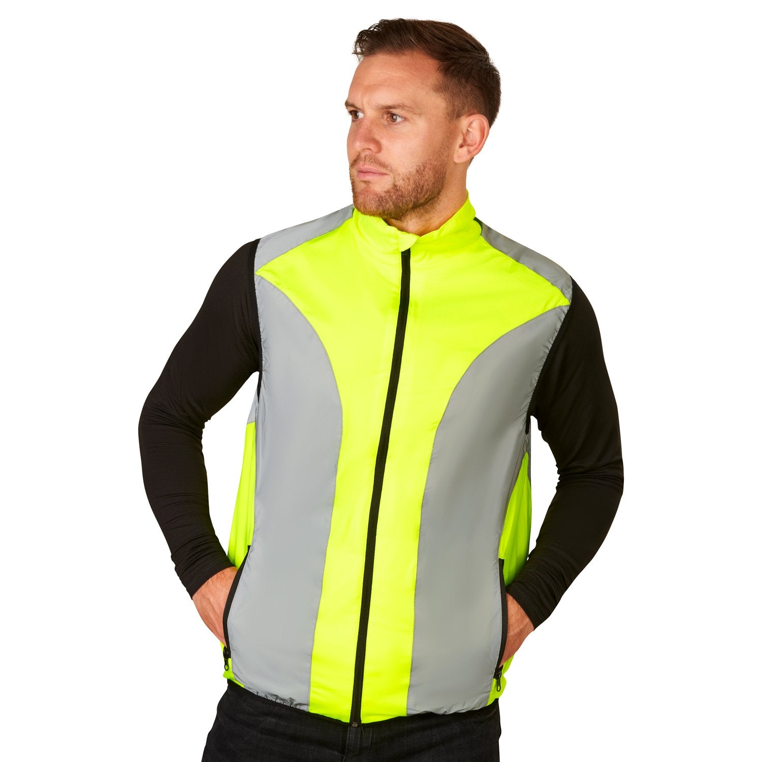 Image of BTR Hi Vis Reflective Running & Cycling Gilet & Vest with Pockets