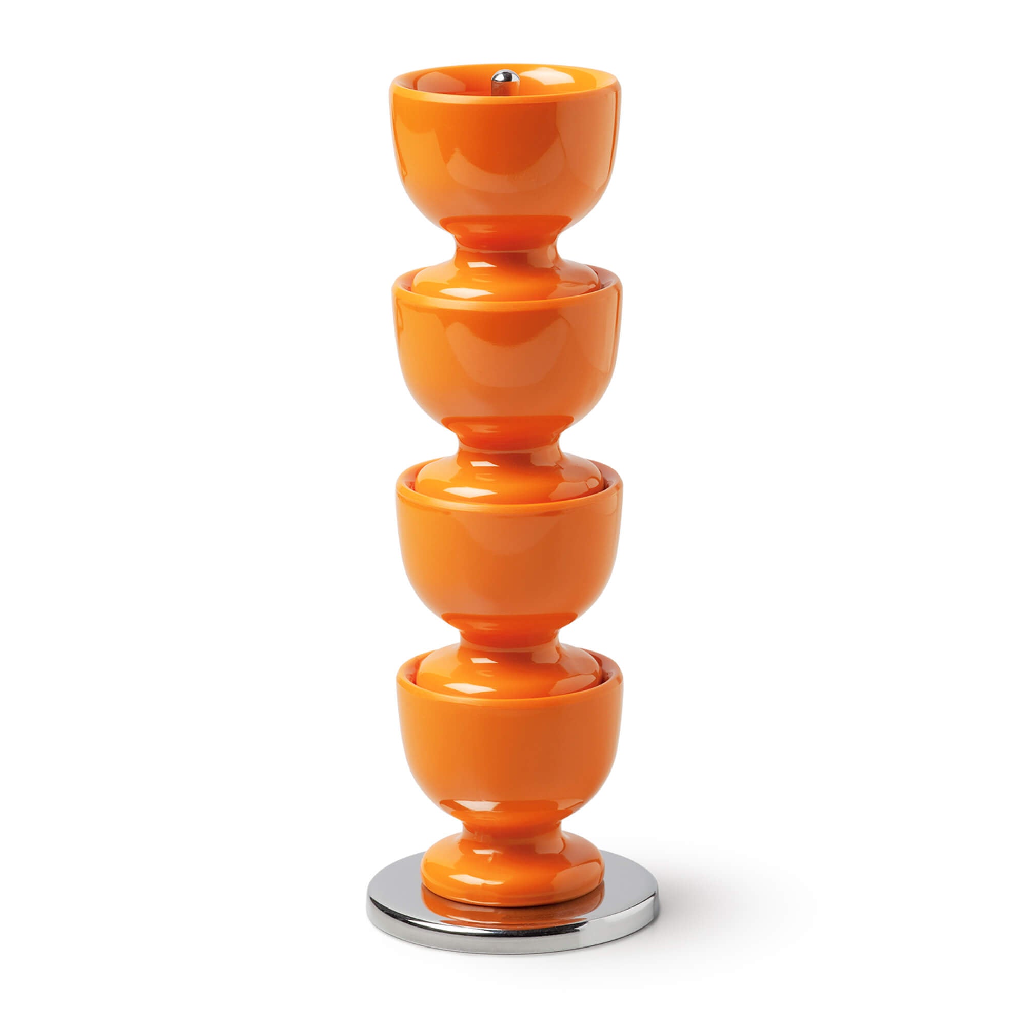 Zeal Stack & Store Egg Cups Set with Chrome Stand, Set of 4, Neon Orange
