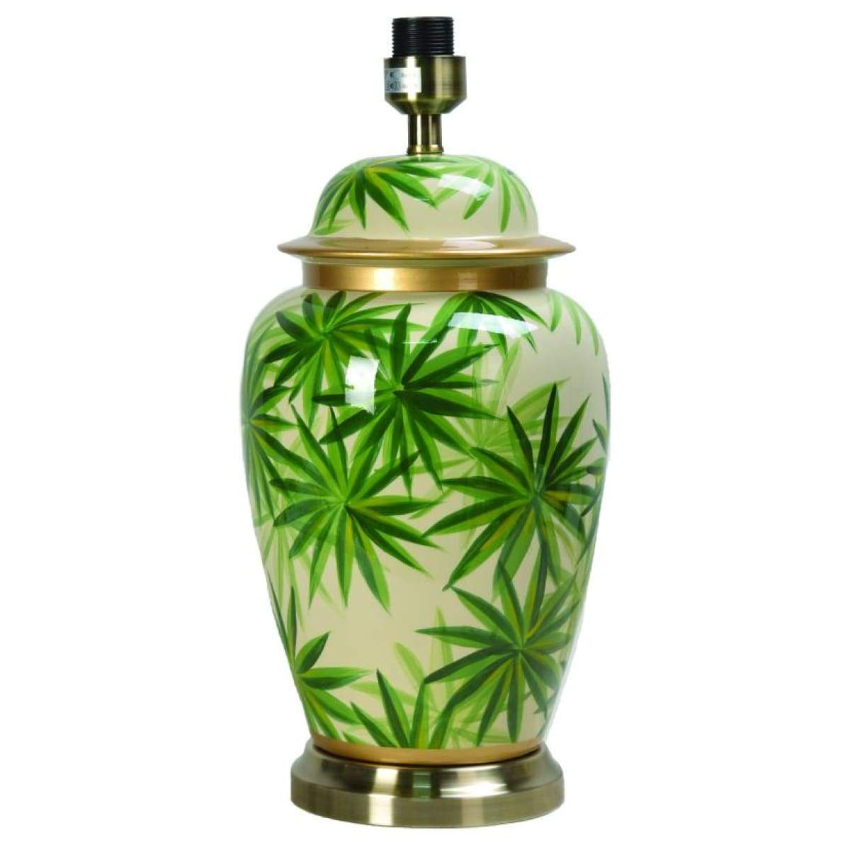 Pacific Lifestyle Pipe Palm Leaf Design Ceramic Urn Table Lamp