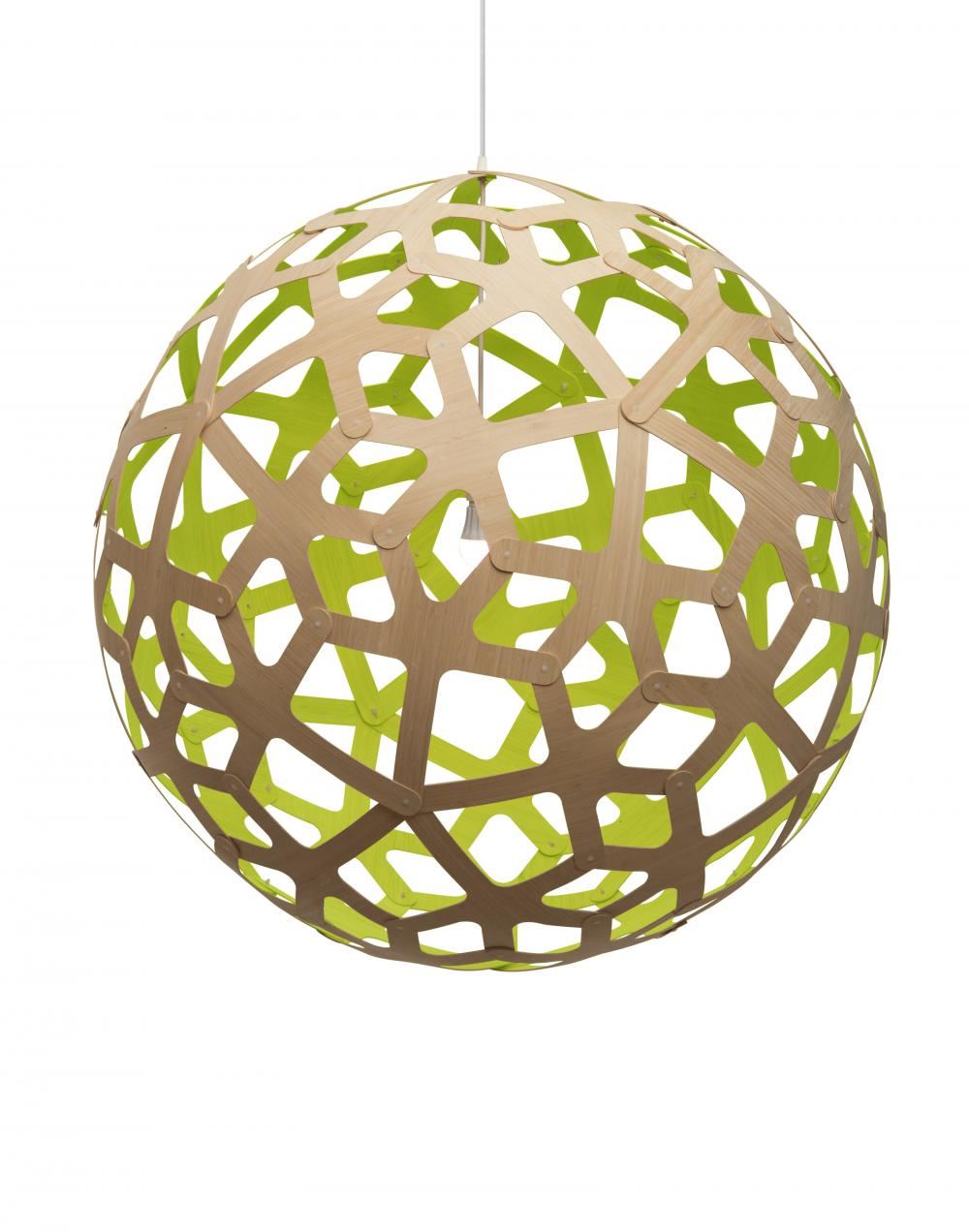 David Trubridge Coral Pendant Coloured 1 Side Large Lime Green Designer Pendant Lighting