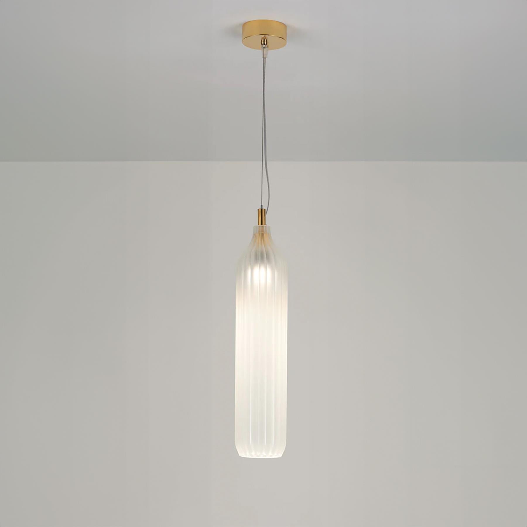 Tom Kirk Lighting Flute Pendant Brushed Brass Frosted Glass Brassgold Designer Pendant Lighting