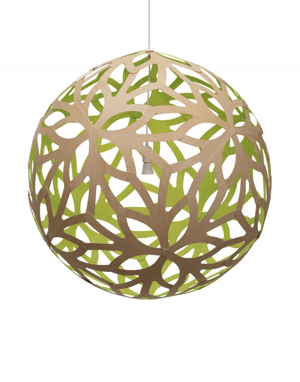 David Trubridge Floral Pendant Coloured 1 Side Large Lime Green Designer Pendant Lighting