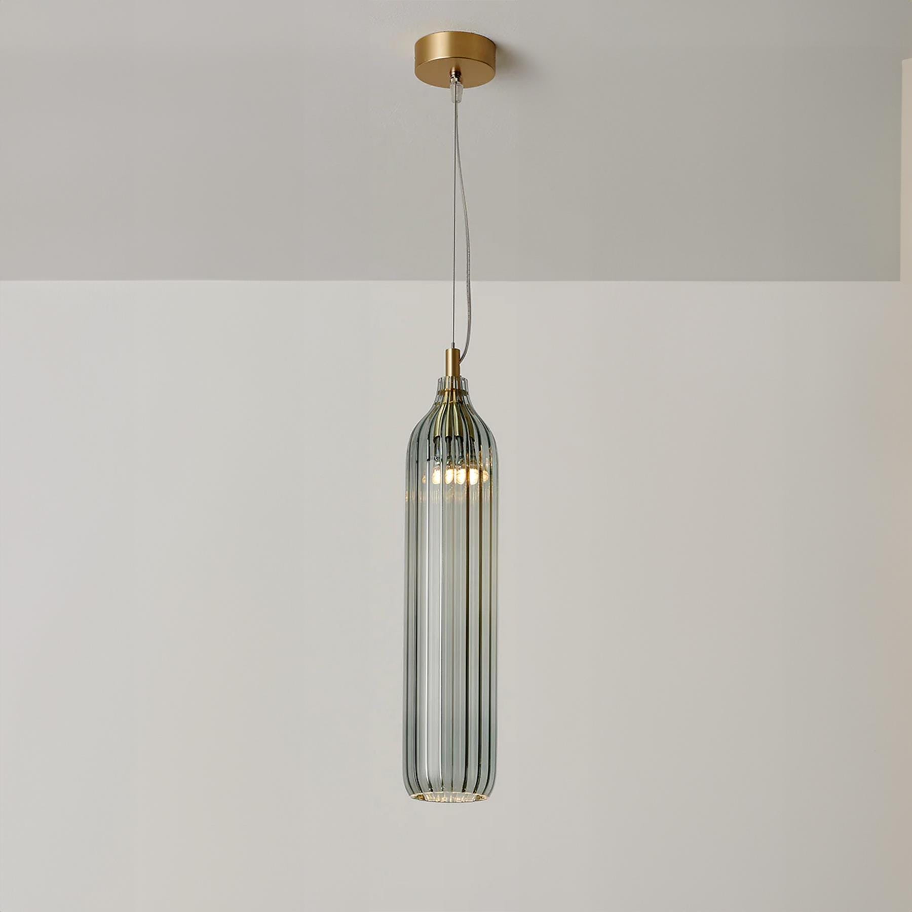 Tom Kirk Lighting Flute Pendant Brushed Brass Smoke Glass Brassgold Designer Pendant Lighting