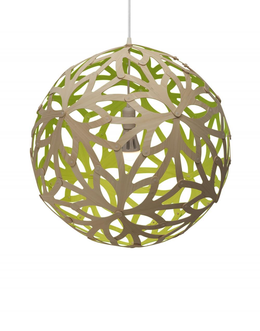 David Trubridge Floral Pendant Coloured 1 Side Medium Lime Green Designer Pendant Lighting