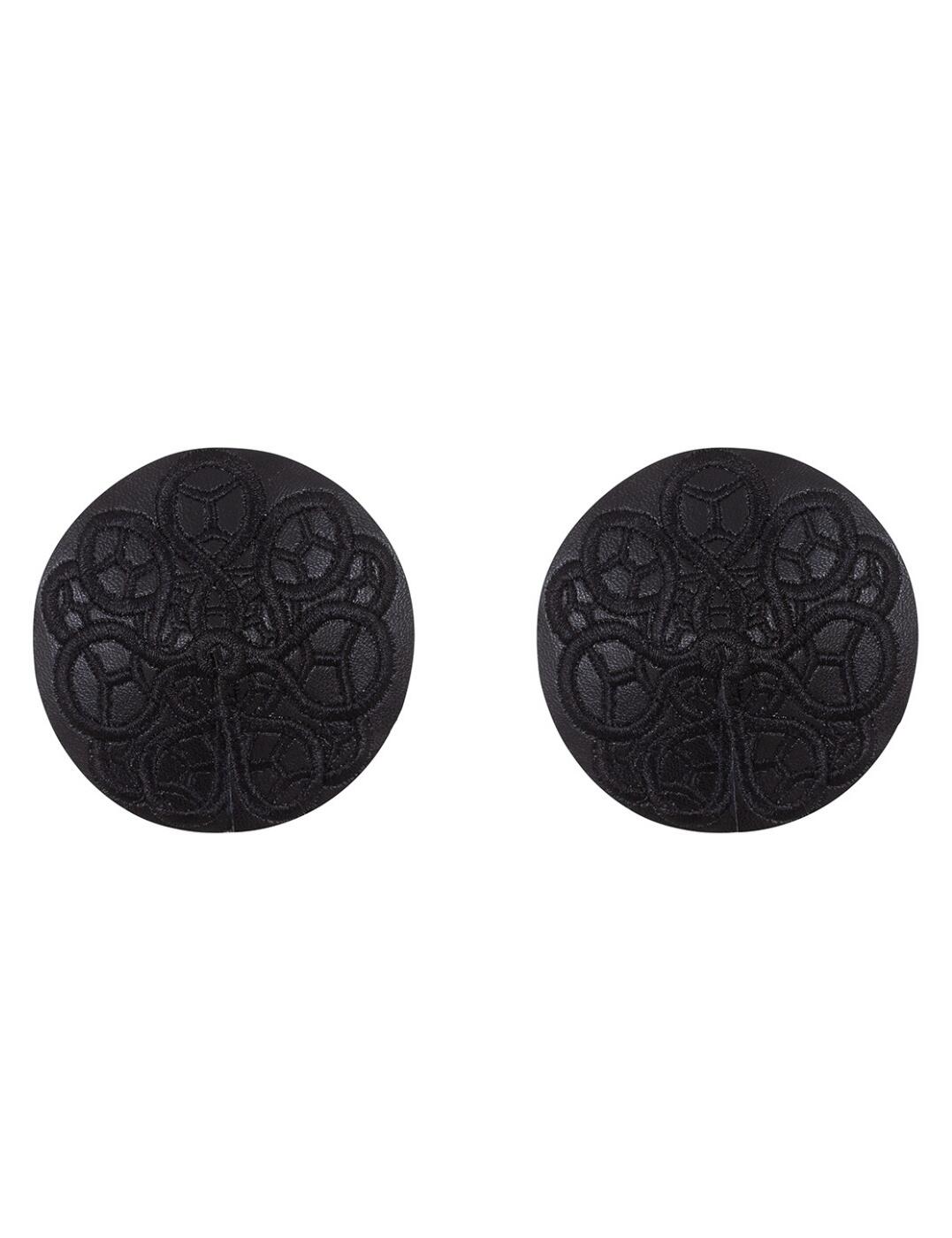 Keep something to reveal later, with these luxurious nipple pasties from the Tallulah collection by Bluebella. The subtle embroidery adds a elegant detail to the minimal design. The adhesive layer is comfortable and easy to wear. Pair with the matching open bra from the Tallulah collection for a statement provocative look!  Luxurious embroidery detail Pack of 2 Comfortable adhesive layer Matching lingerie available Country of origin: China Composition: Embroidery: 100% Polyester Composition: Satin: 100% Polyester Composition: PU: 100% Polyurethane Composition: Adhesive: 100% glue adhesive  Listed in UK sizes  41517-BK-OS 41517 Nipple Pasties