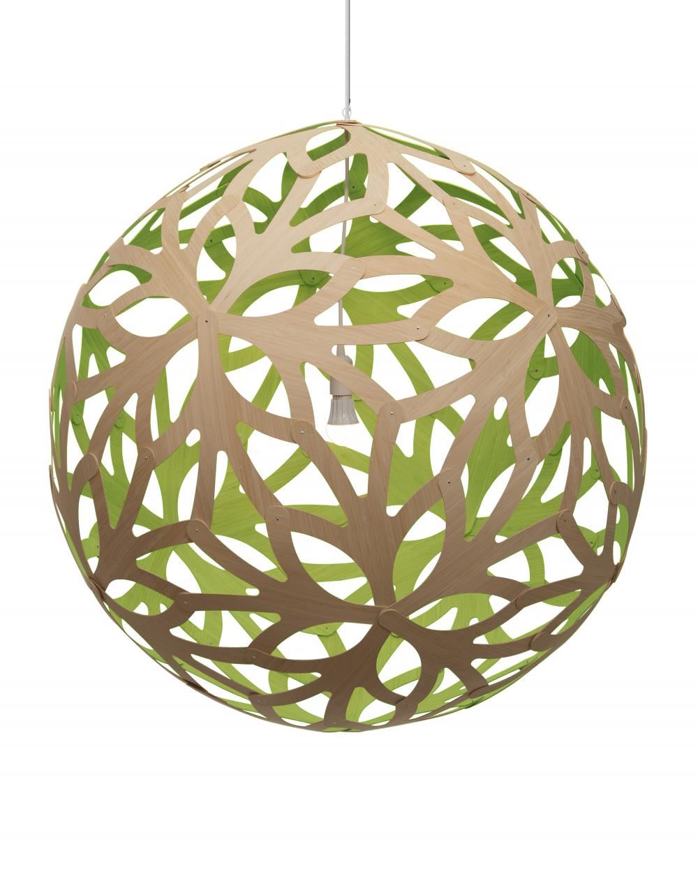 David Trubridge Floral Pendant Coloured 1 Side Giant Lime Green Designer Pendant Lighting