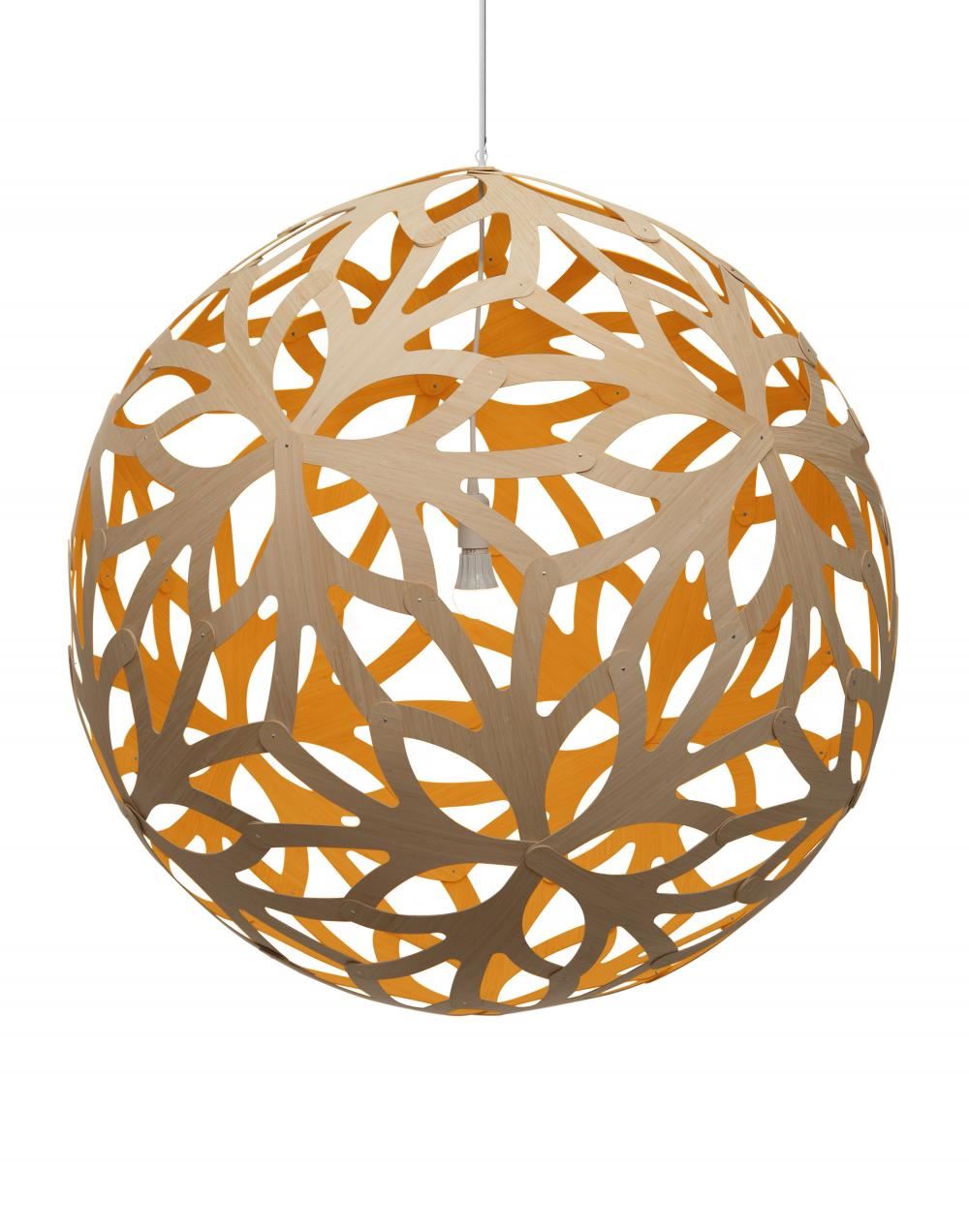 David Trubridge Floral Pendant Coloured 1 Side Giant Orange Designer Pendant Lighting