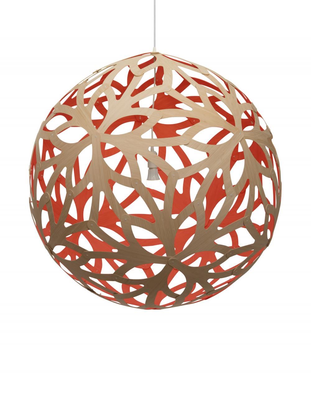 David Trubridge Floral Pendant Coloured 1 Side Large Red Designer Pendant Lighting