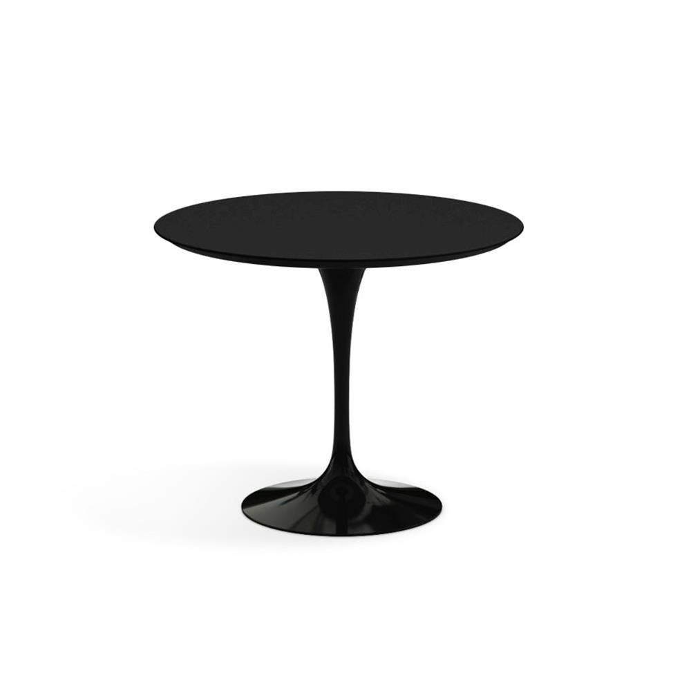 Knoll Saarinen Dining Table Round Laminate Small Black Base Black Laminate Top White Designer Furniture From Holloways Of Ludlow