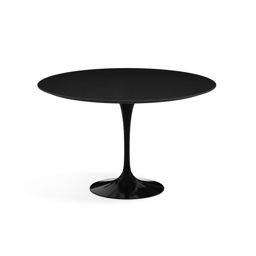 Knoll Saarinen Dining Table Round Laminate Large Black Base Black Laminate Top White Designer Furniture From Holloways Of Ludlow