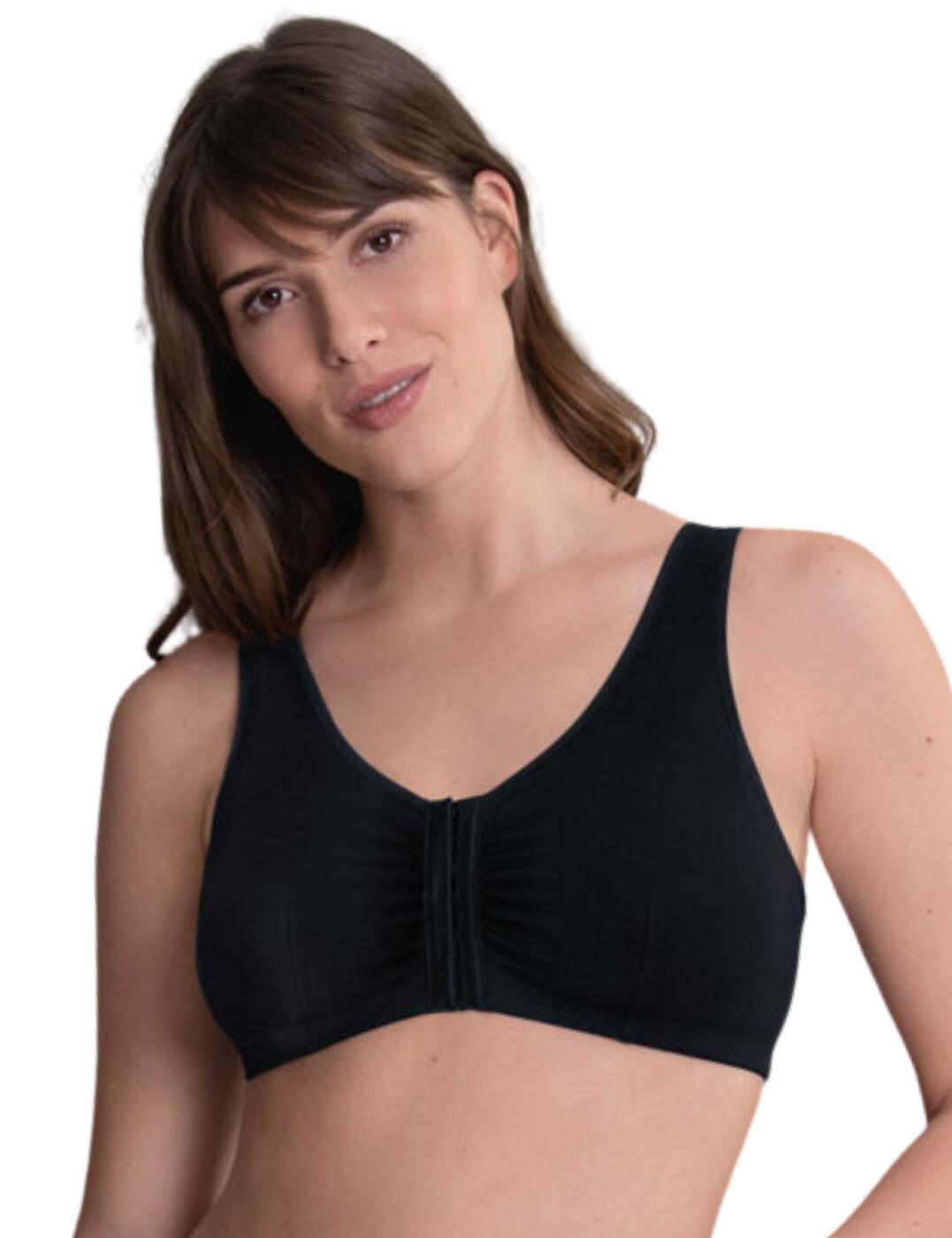 Anita Care's Hazel post-mastectomy bra is perfect for comfort and support without an underwire or padding. The cups are lined with a pocket for a prosthesis and the full cup moulded cups conceal the chest while creating the perfect shape. The hook and eye fastening on the front makes this bra easy to put on and stay secure all day long. The elastic underband ensures a snug fit, along with the wide shoulder straps.  Non-wired Moulded cups Elastic underband Full cup coverage Wide straps Front hook and eye fastening Country of origin: China Composition: 85% Cotton &pipe; 8% Elastane &pipe; 7% Nylon Listed in UK sizes  57352-101297-1312167 5765X Post Mastectomy Bra