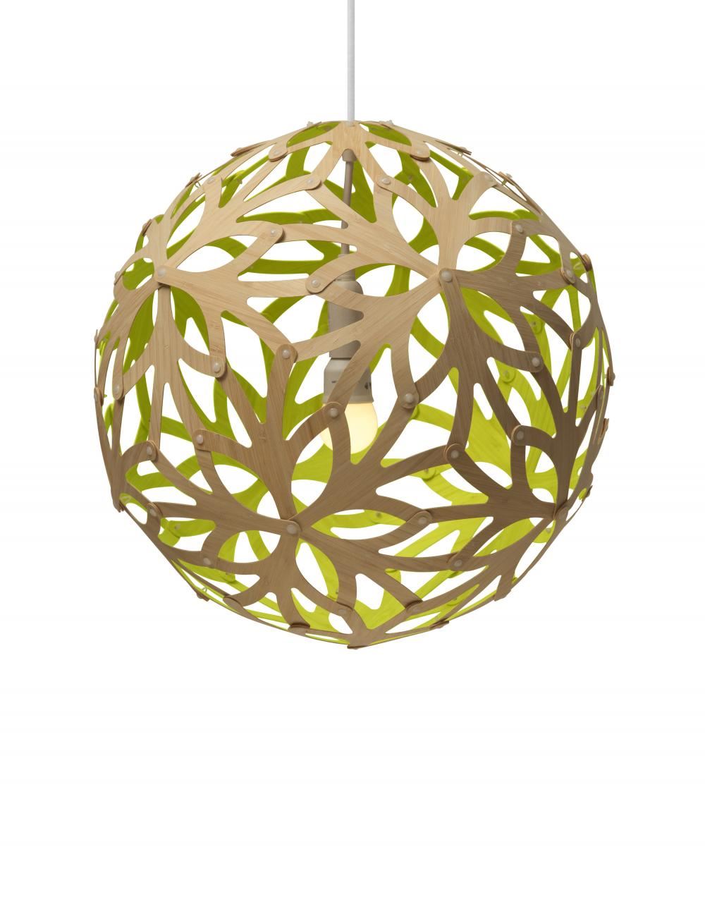 David Trubridge Floral Pendant Coloured 1 Side Small Lime Green Designer Pendant Lighting