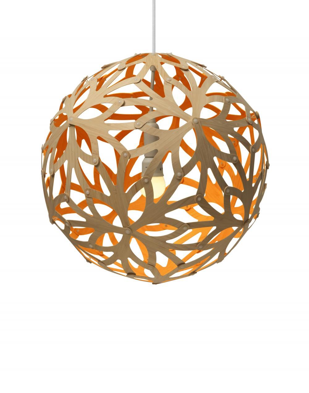 David Trubridge Floral Pendant Coloured 1 Side Small Orange Designer Pendant Lighting