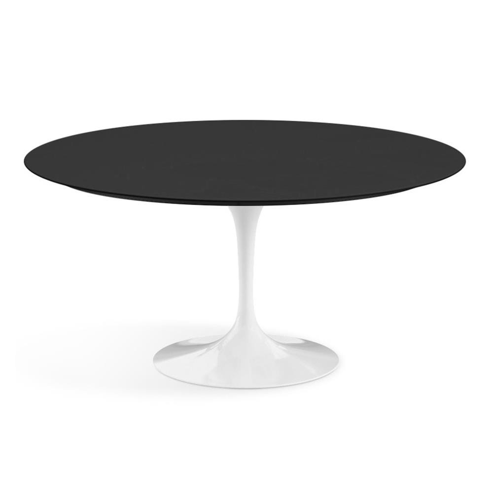 Knoll Saarinen Dining Table Round Laminate Xxl White Base Black Laminate Top Designer Furniture From Holloways Of Ludlow