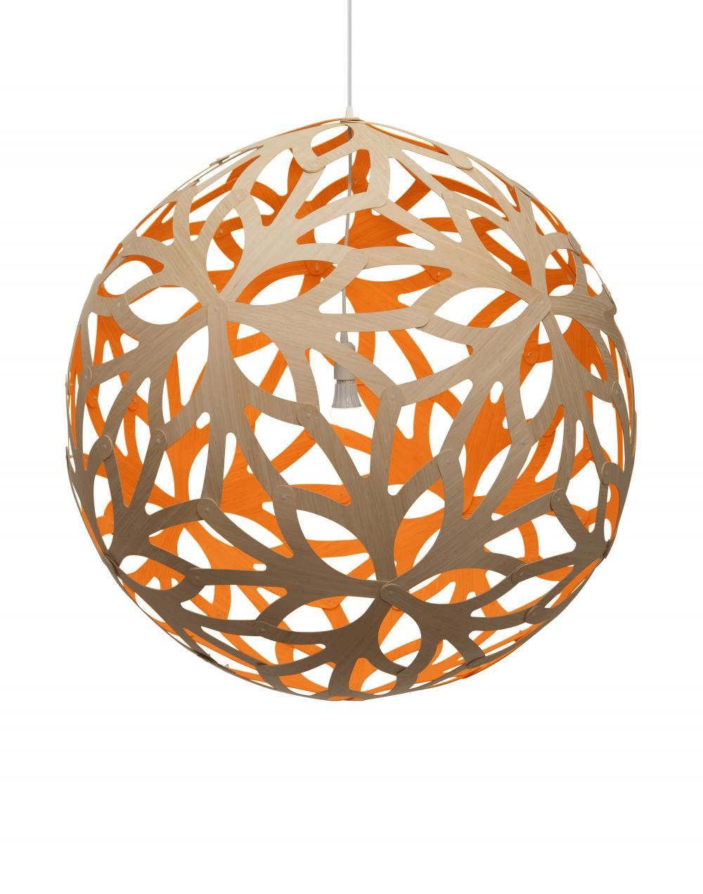 David Trubridge Floral Pendant Coloured 1 Side Large Orange Designer Pendant Lighting