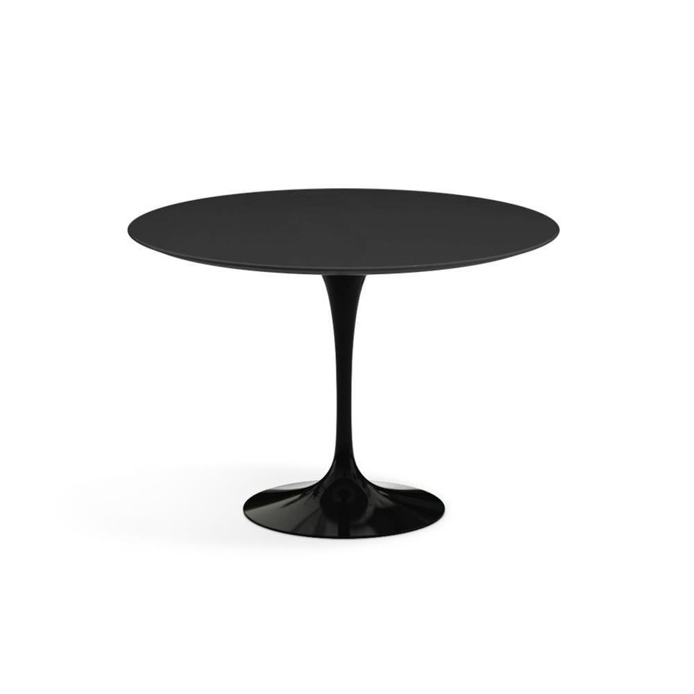 Knoll Saarinen Dining Table Round Laminate Medium Black Base Black Laminate Top White Designer Furniture From Holloways Of Ludlow