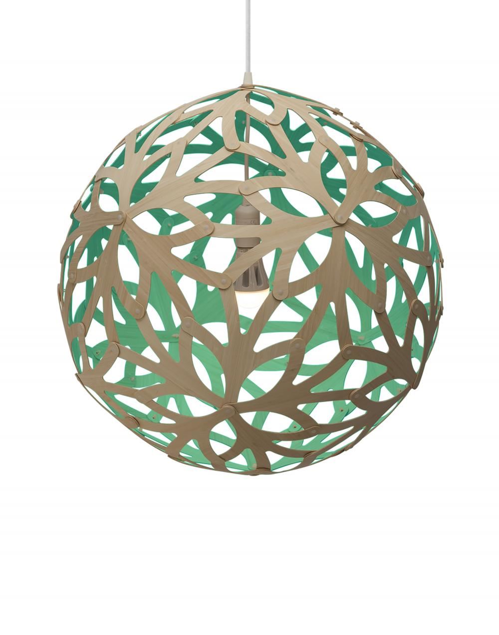 David Trubridge Floral Pendant Coloured 1 Side Medium Aqua Blue Designer Pendant Lighting