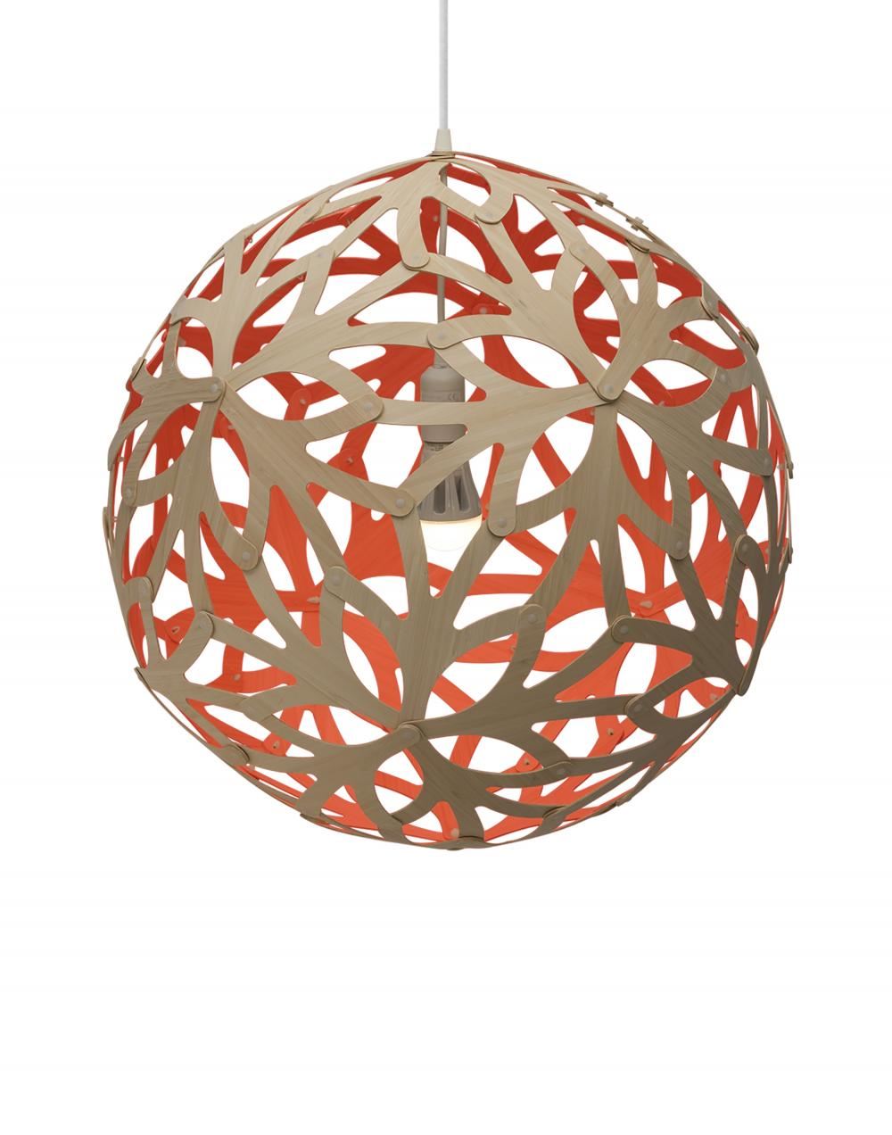 David Trubridge Floral Pendant Coloured 1 Side Medium Red Designer Pendant Lighting