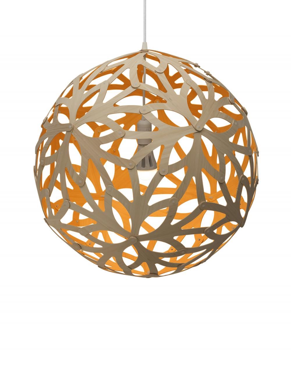 David Trubridge Floral Pendant Coloured 1 Side Medium Orange Designer Pendant Lighting