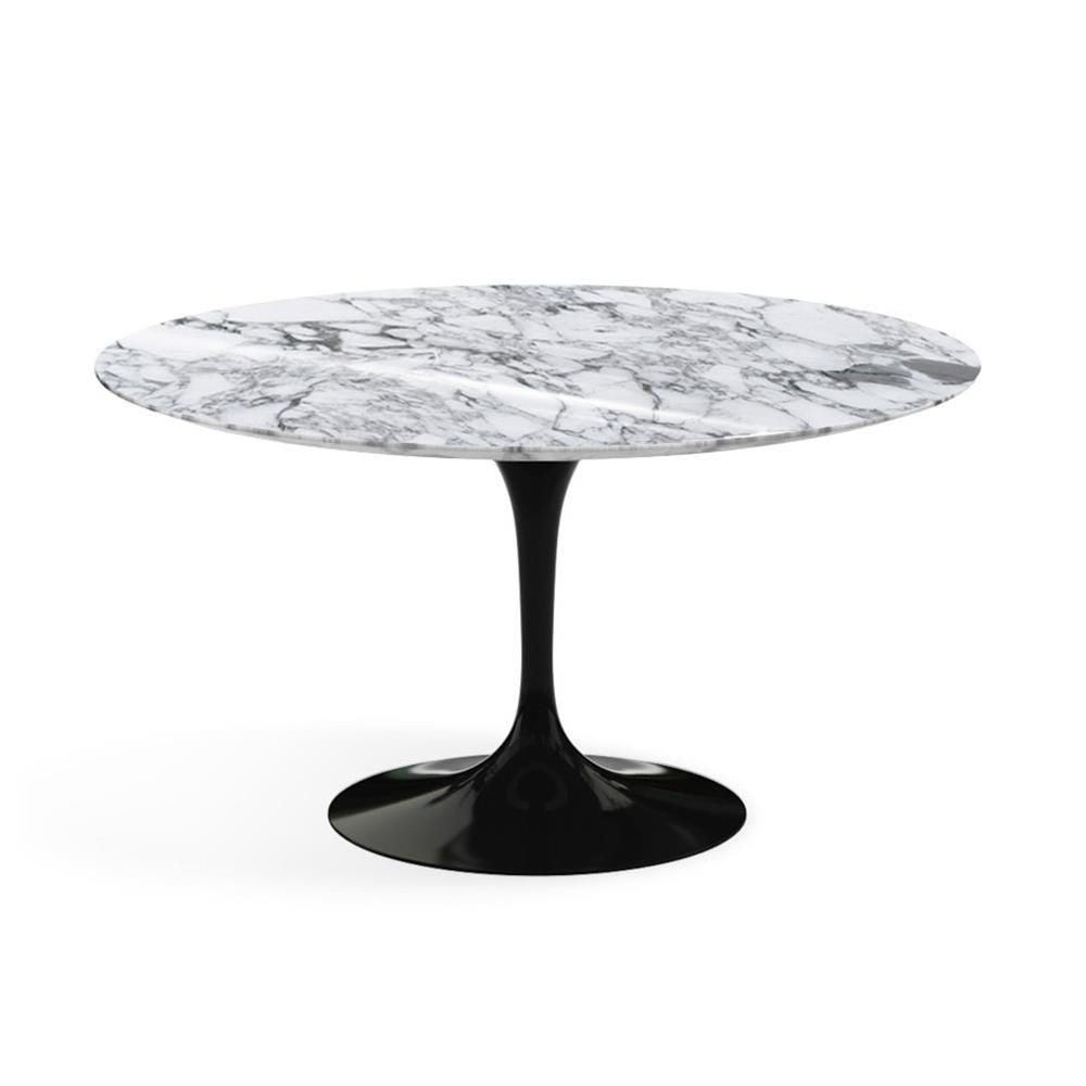 Knoll Saarinen Dining Table Round Marble Xl Black Base Shiny Arabescato White Marble Top Designer Furniture From Holloways Of Ludlow