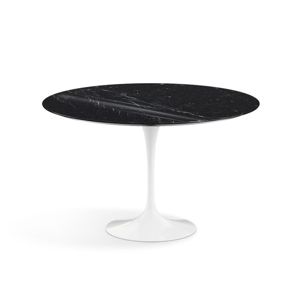 Knoll Saarinen Dining Table Round Marble Large White Base Shiny Nero Marquina Black Marble Top Designer Furniture From Holloways Of Ludlow