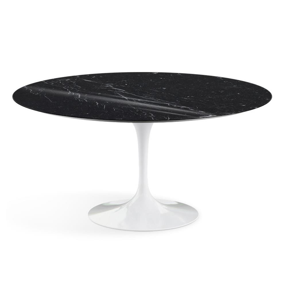 Knoll Saarinen Dining Table Round Marble Xxl White Base Shiny Nero Marquina Black Marble Top Designer Furniture From Holloways Of Ludlow