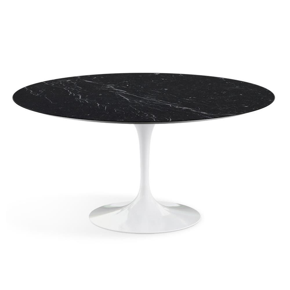 Knoll Saarinen Dining Table Round Marble Xxl White Base Satin Nero Marquina Black Marble Top Designer Furniture From Holloways Of Ludlow