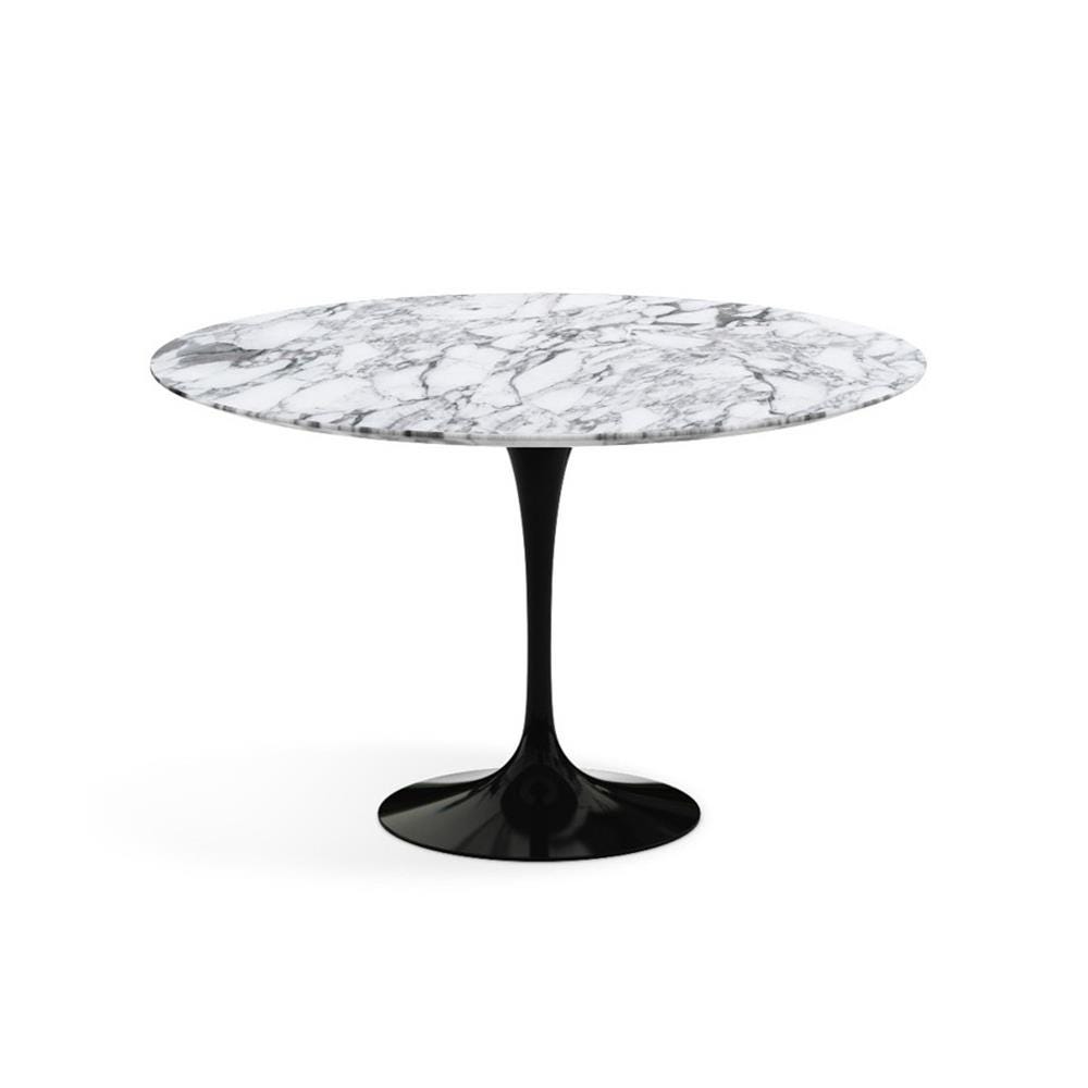 Knoll Saarinen Dining Table Round Marble Large Black Base Shiny Arabescato White Marble Top Designer Furniture From Holloways Of Ludlow