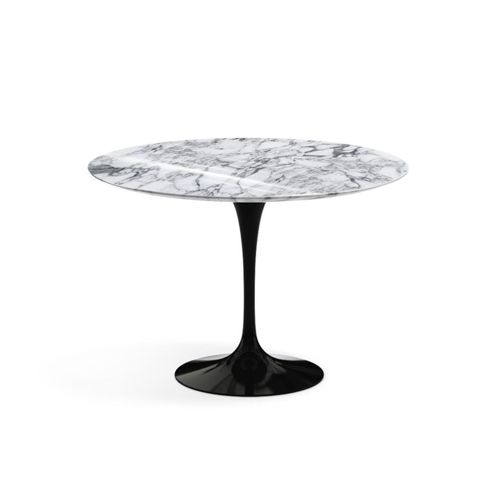 Knoll Saarinen Dining Table Round Marble Medium Black Base Shiny Arabescato White Marble Top Designer Furniture From Holloways Of Ludlow