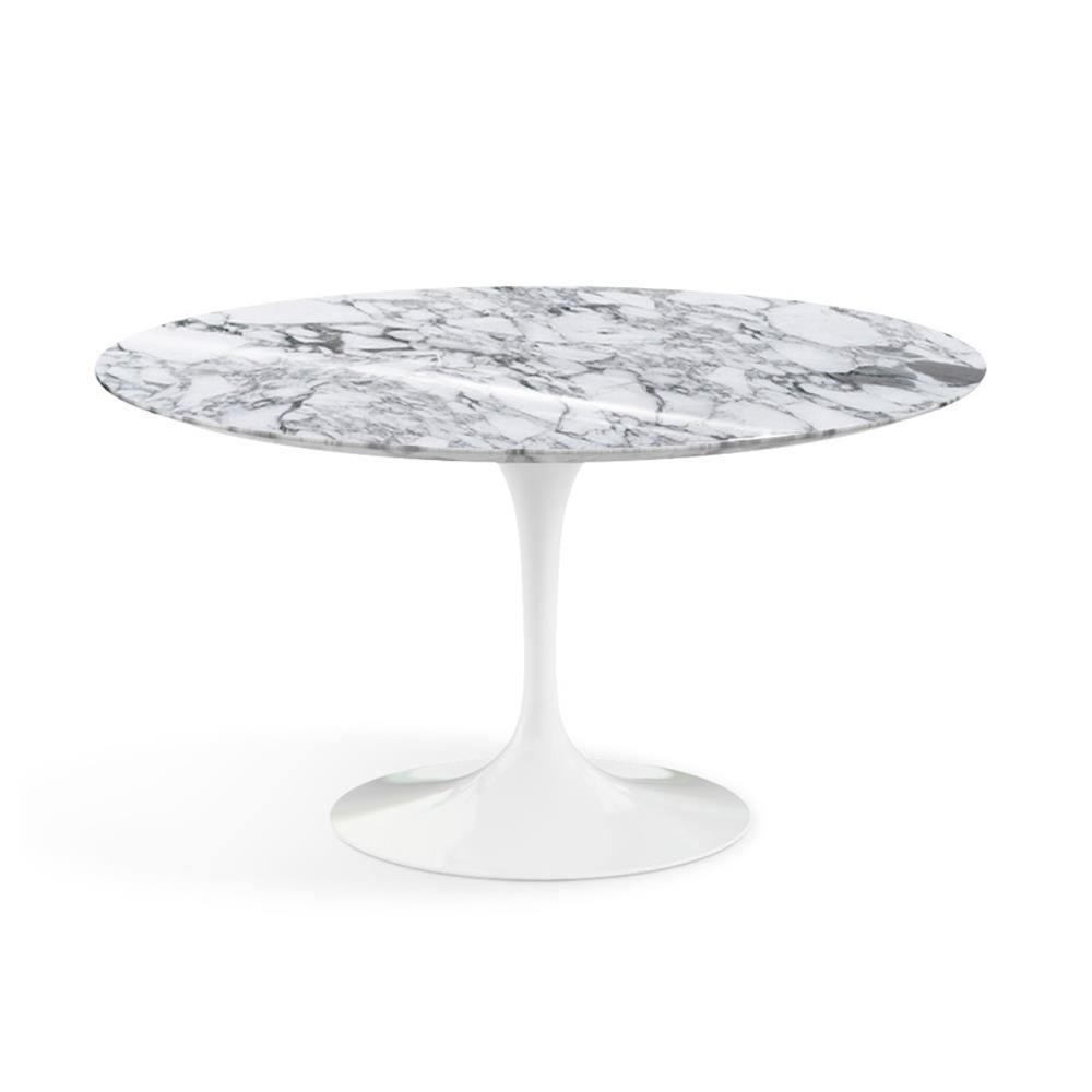 Knoll Saarinen Dining Table Round Marble Xl White Base Shiny Arabescato White Marble Top Designer Furniture From Holloways Of Ludlow