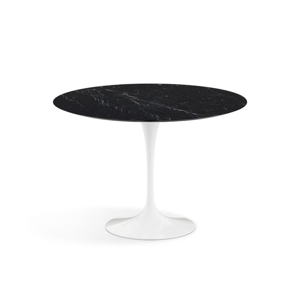 Knoll Saarinen Dining Table Round Marble Medium White Base Satin Nero Marquina Black Marble Top Designer Furniture From Holloways Of Ludlow