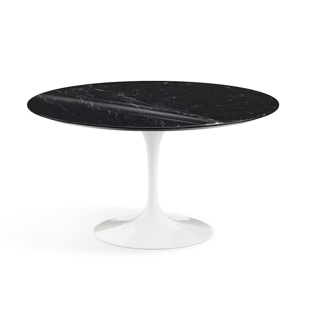 Knoll Saarinen Dining Table Round Marble Xl White Base Shiny Nero Marquina Black Marble Top Designer Furniture From Holloways Of Ludlow