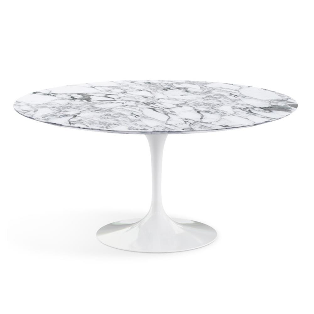 Knoll Saarinen Dining Table Round Marble Xxl White Base Satin Arabescato White Marble Top Designer Furniture From Holloways Of Ludlow