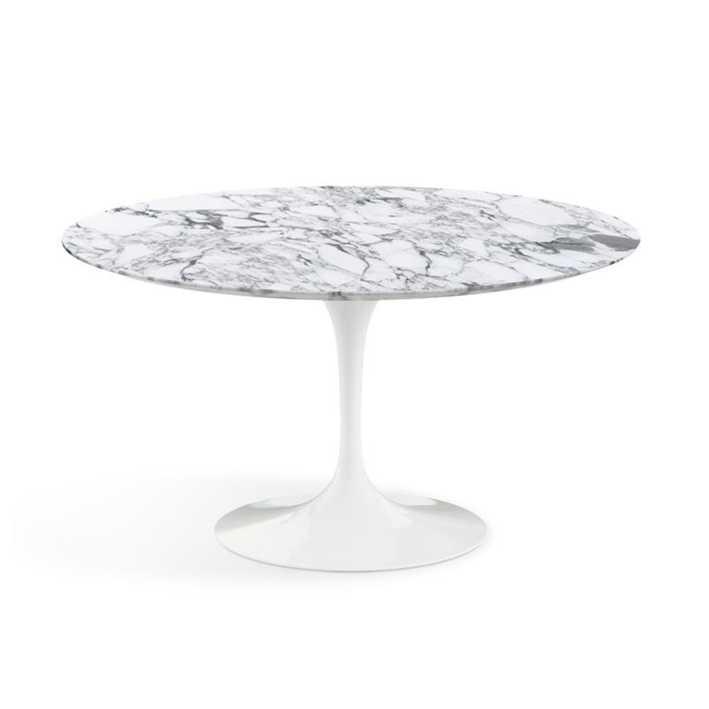 Knoll Saarinen Dining Table Round Marble Xl White Base Satin Arabescato White Marble Top Designer Furniture From Holloways Of Ludlow