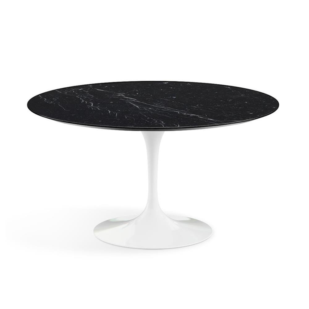 Knoll Saarinen Dining Table Round Marble Xl White Base Satin Nero Marquina Black Marble Top Designer Furniture From Holloways Of Ludlow