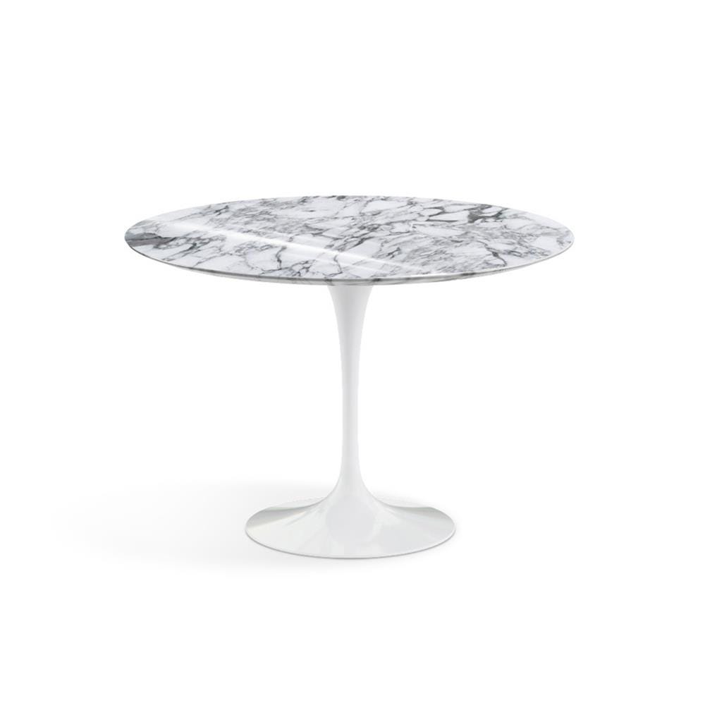 Knoll Saarinen Dining Table Round Marble Medium White Base Shiny Arabescato White Marble Top Designer Furniture From Holloways Of Ludlow