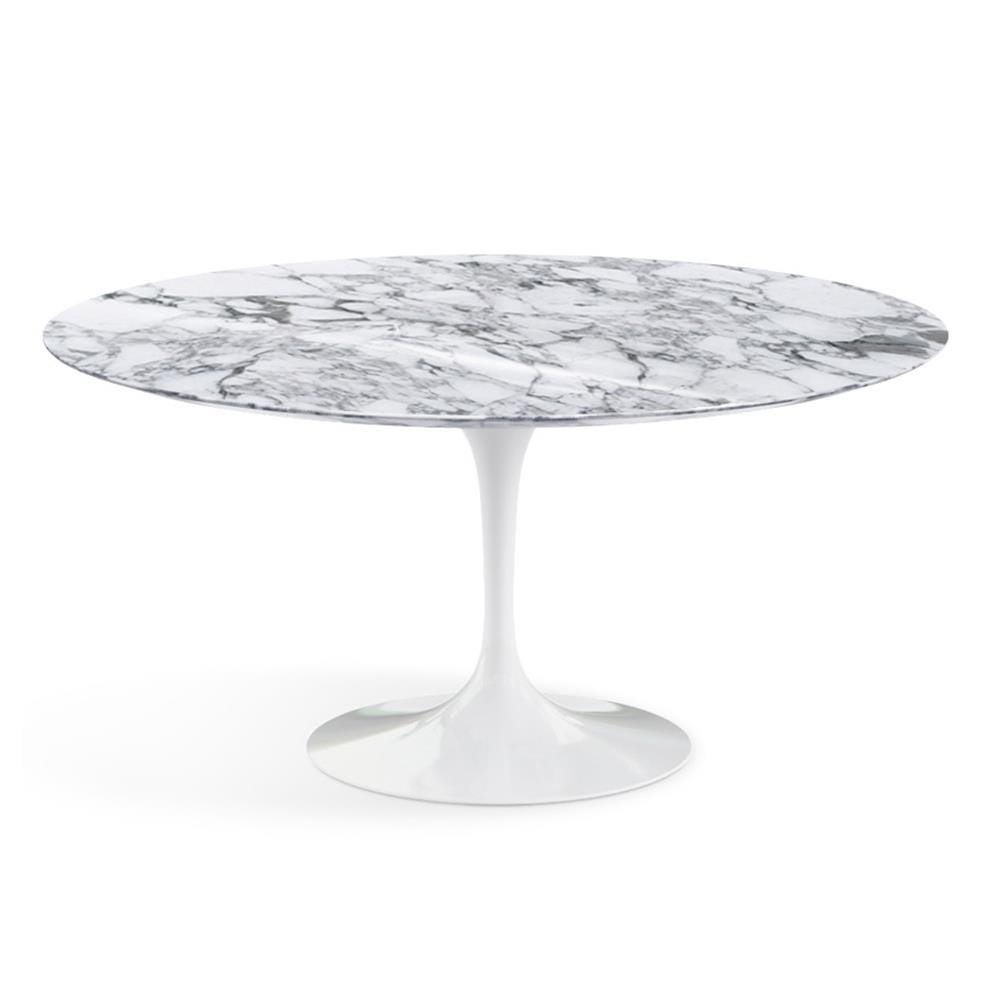 Knoll Saarinen Dining Table Round Marble Xxl White Base Shiny Arabescato White Marble Top Designer Furniture From Holloways Of Ludlow