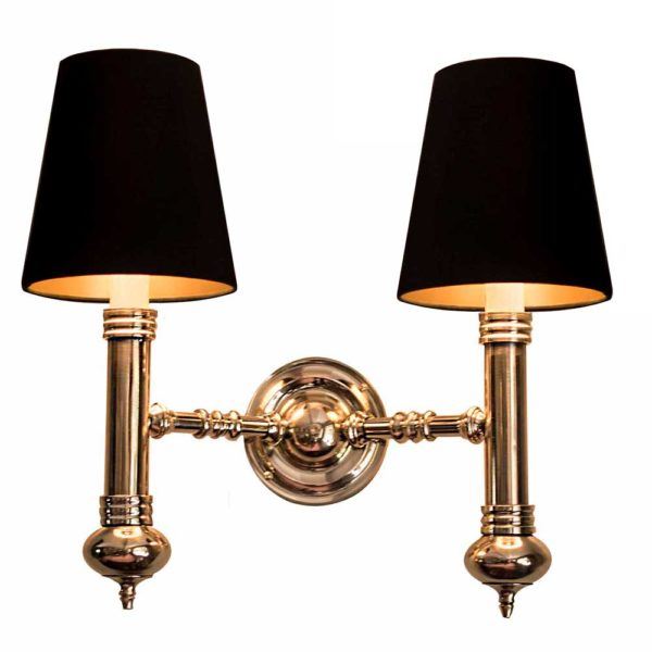 Twin Carlton Wall Light Lacquered Polished Brass Black With Gold Interior